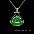 18K White Gold Imperial Green Jadeite Buddha Pendant